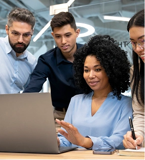 Team using the computer